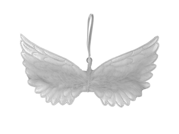 Závesné textilné anjelské krídla 23cm - strieborné